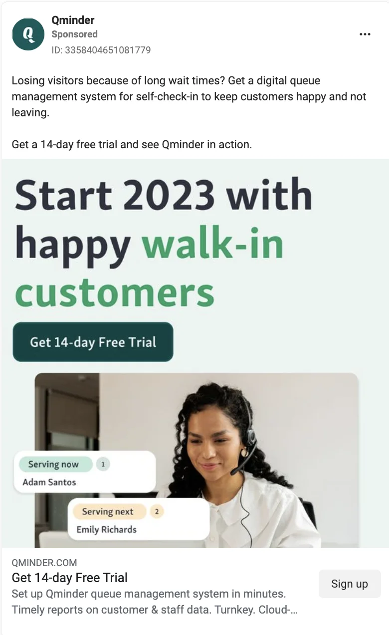 Example of a Meta ad creative